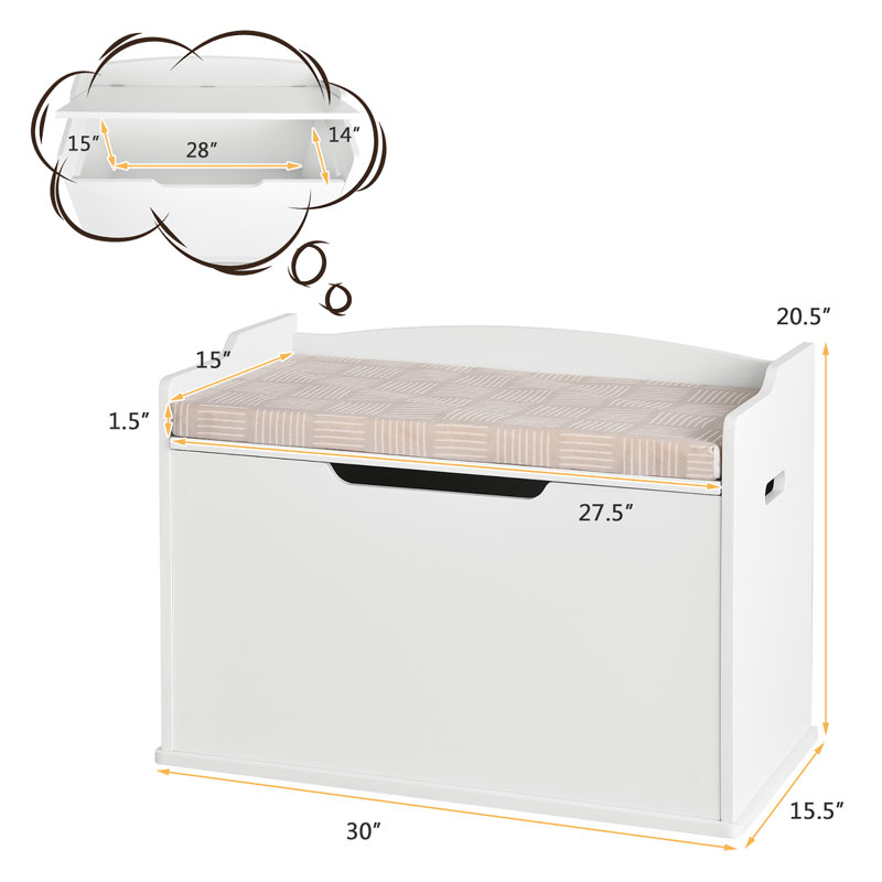 Banc de rangement pour jouets Seyhan, Blanc