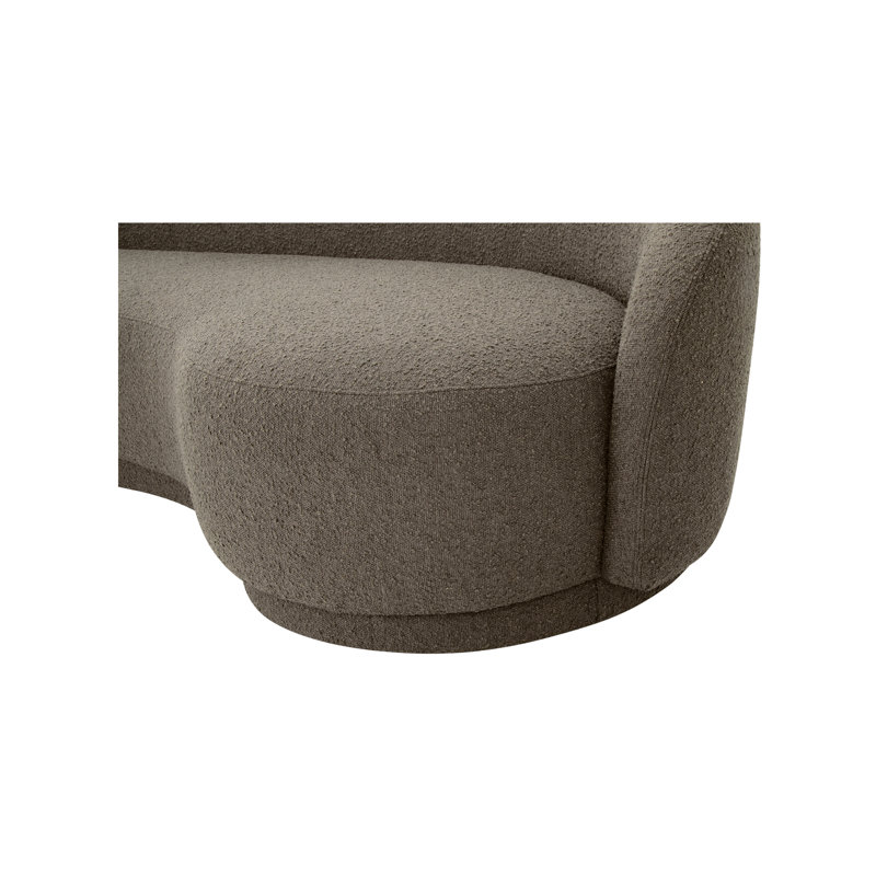 82.25" Round Arm Curved Loveseat, Maya Taupe Boucle