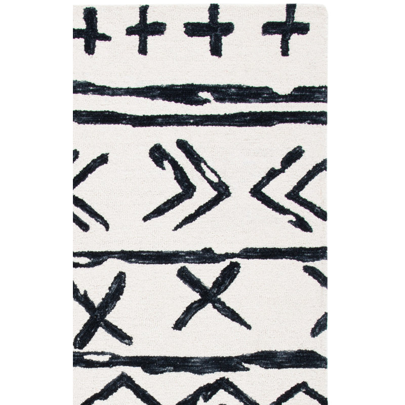 Tapis en laine et coton touffeté à la main Gober avec latex Southwestern, Tapis de couloir 2 pi 3 po x 9 pi