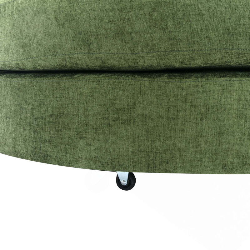 Fauteuil d'appoint pivotant à 360 ° avec repose-pieds avec rangement et 4 coussins pour le salon, Chenille verte