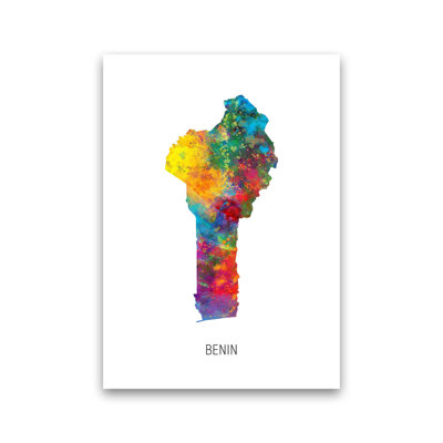 Benin Watercolour Map by Michael Tompsett - Print