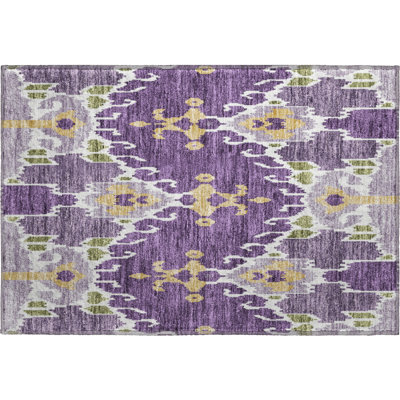 Premium Machine Washable Prisco Purple Rug