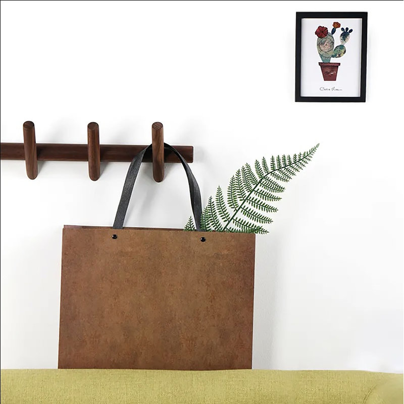 Aaban Solid Wood Wall 4 - Hook Wall Mounted Coat Rack, Black Walnut