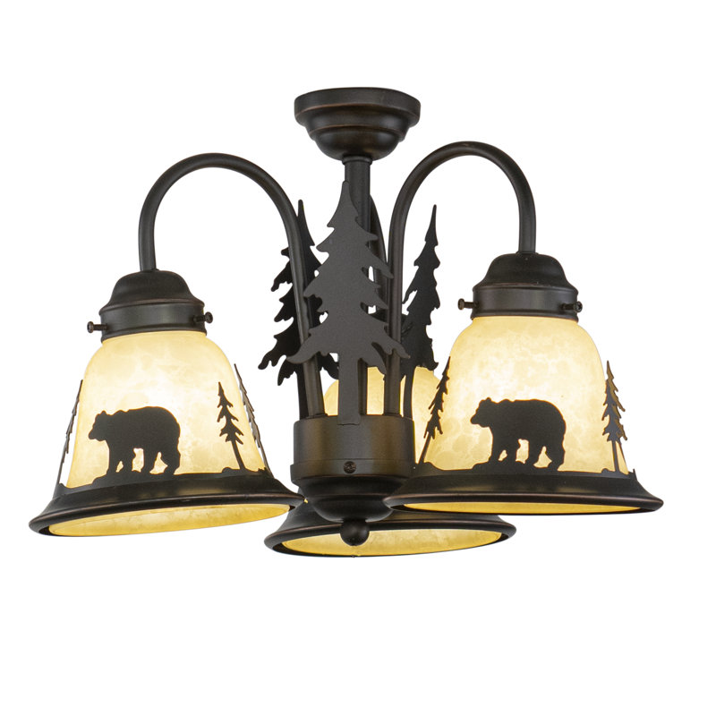 Kynslea 3 - Light Dimmable Wagon Wheel Chandelier, Bear