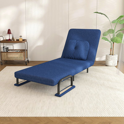 Fauteuil convertible 3-en-1 pliant pour canapé-lit - Dossier réglable à 5 positions avec coussin, canapé-lit peu encombrant pour le salon, la chambre à coucher et le bureau (bleu)