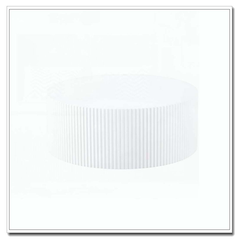 Round Coffee Table with Handcrafted Relief, White