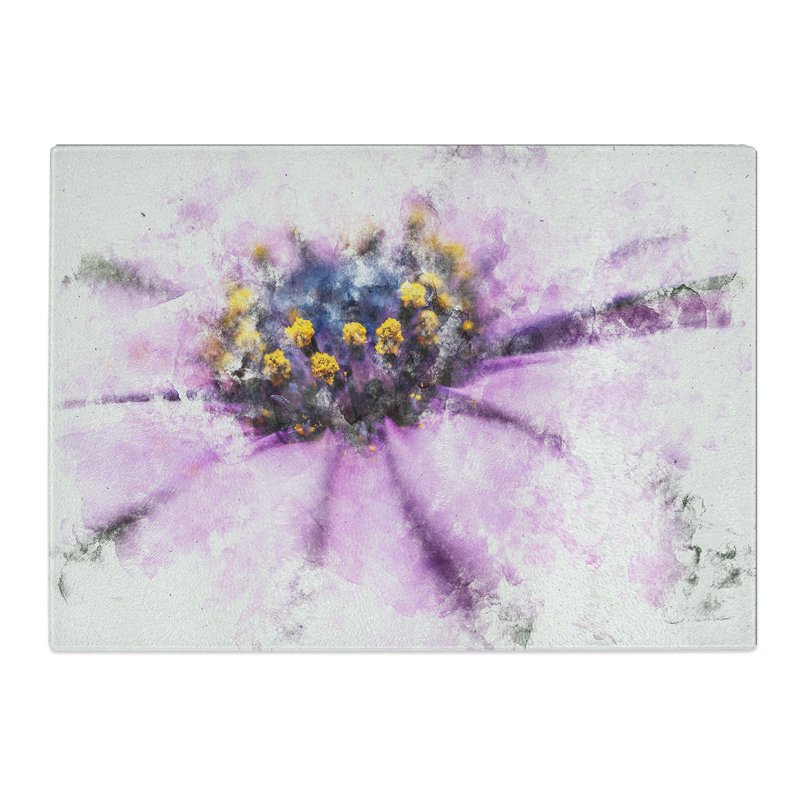 Tempered Glass Pollen of a Purple Gerbera Flower Chopping Board, 28.5 cm x 39 cm
