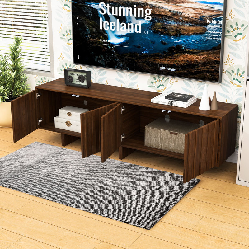 Meuble télé avec armoires de rangement, Noyer