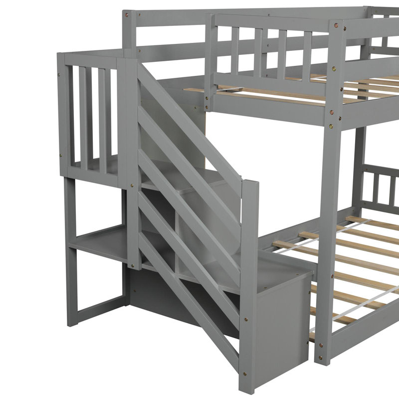 Lit superposé simple en bois massif Kena par Harriet Bee, Gris
