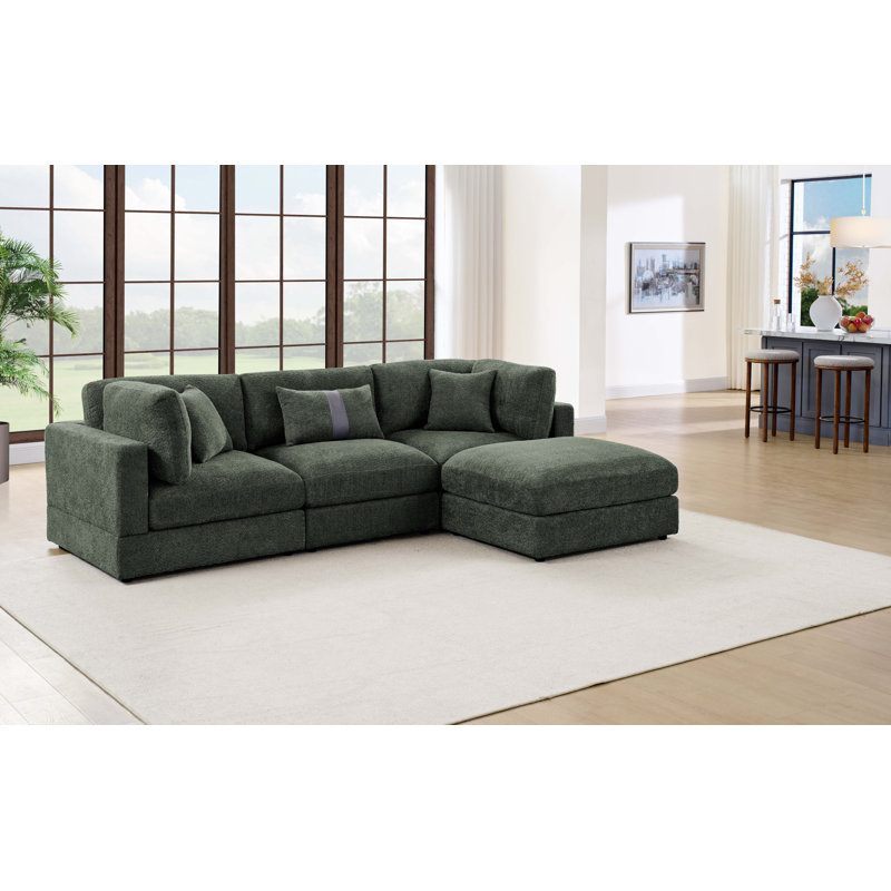 Canapé modulaire Luxecloud, Vert bouclé / polyester