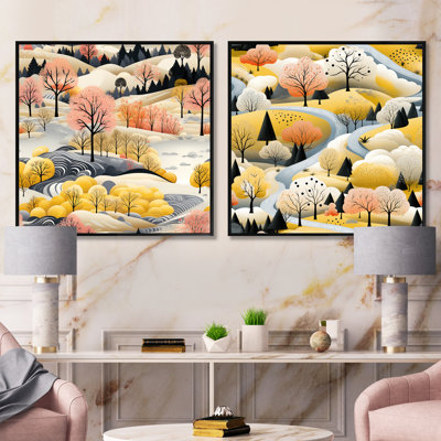 Paysage d'automne à motif scandinave VI - ensemble de collage de paysage carré de 2