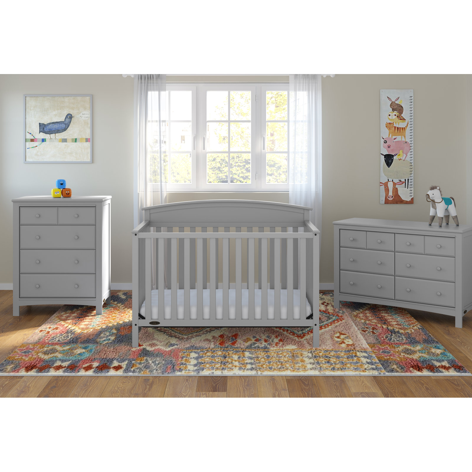 Benton Convertible Standard 2 Pieces Nursery Furniture Set, Pebble Gray