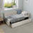 Modern Style Twin Size L Shape Corner Bed, Linen Upholstered Daybed with Two Storage Drawers-1899296015