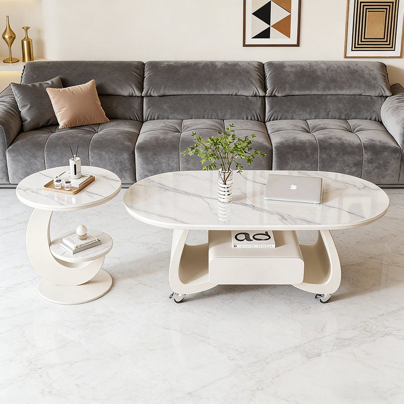 Cloninger, H 17,71 po x L 47,24 po x l 23,62 po, Blanc / Gris, Blanc