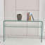 Console en verre, console en verre trempé transparent avec bureaux à bords arrondis, table de canapé