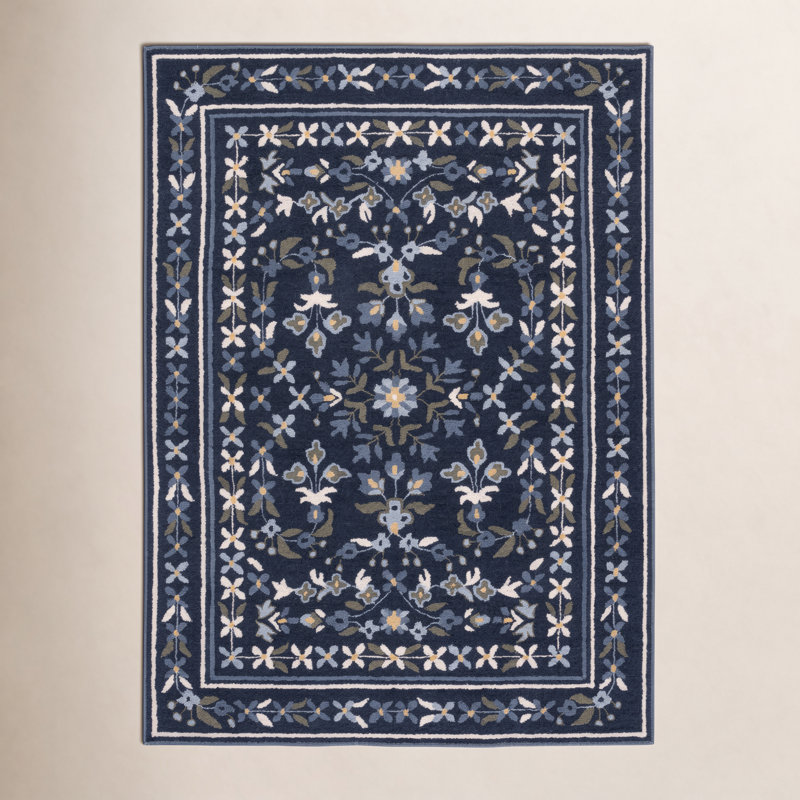 Halton Martha Stewart Hand Tufted Wool, Cotton Floral Outdoor Rug, Rectangle 9' x 12'