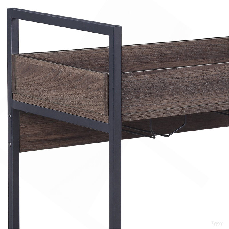 Jerrick Walnut & Black Finish Serving Cart