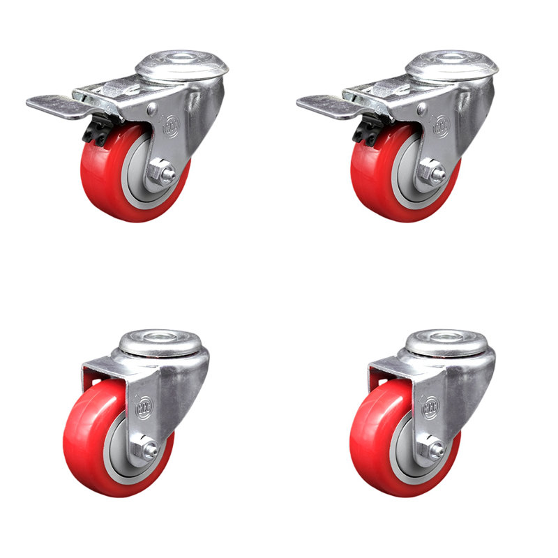 Ensemble de roulettes en polyuréthane SS, Noir