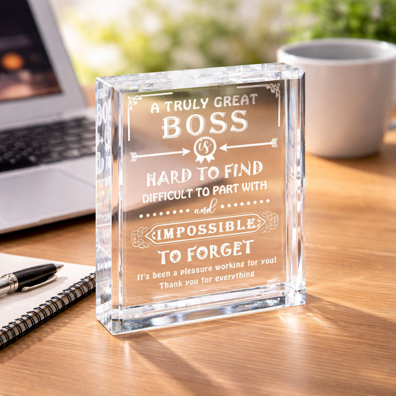 Crystal Appreciation Keepsake Plaque, Engraved Decorative Accent for Desk, Shelf and Office Display