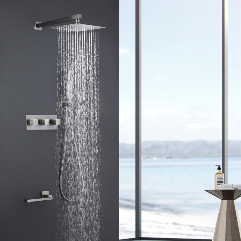 Système de douche fixe complet, Nickel brossé