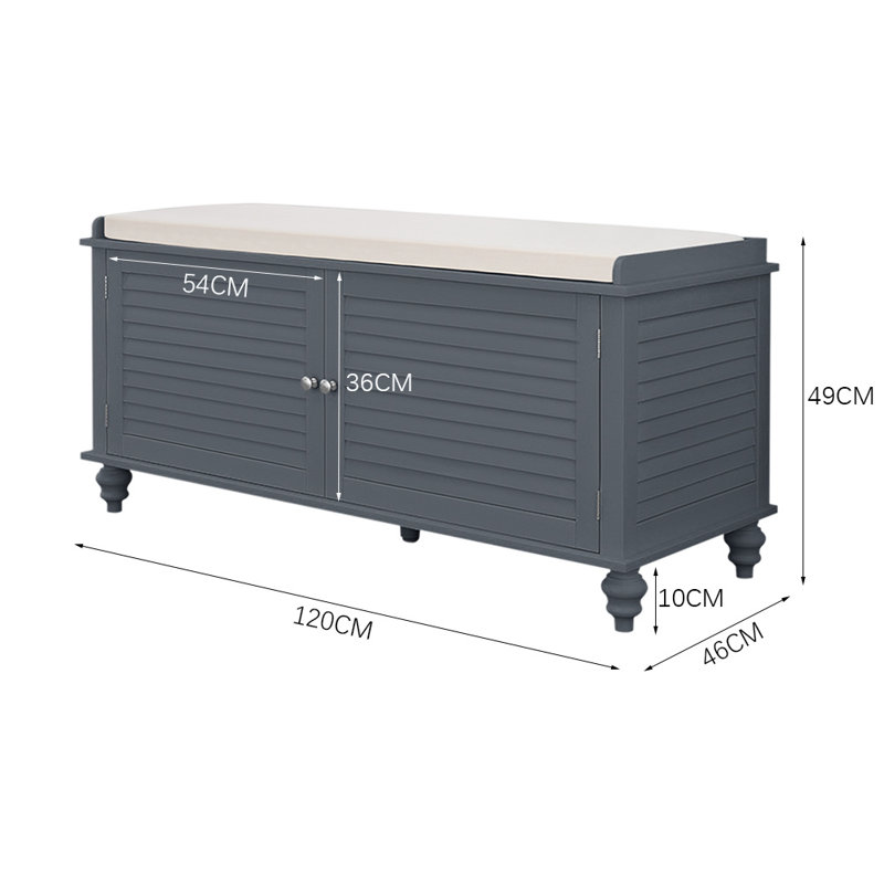 Poway 120cm Wide Solid Colour Standard Ottoman with Storage, Grey