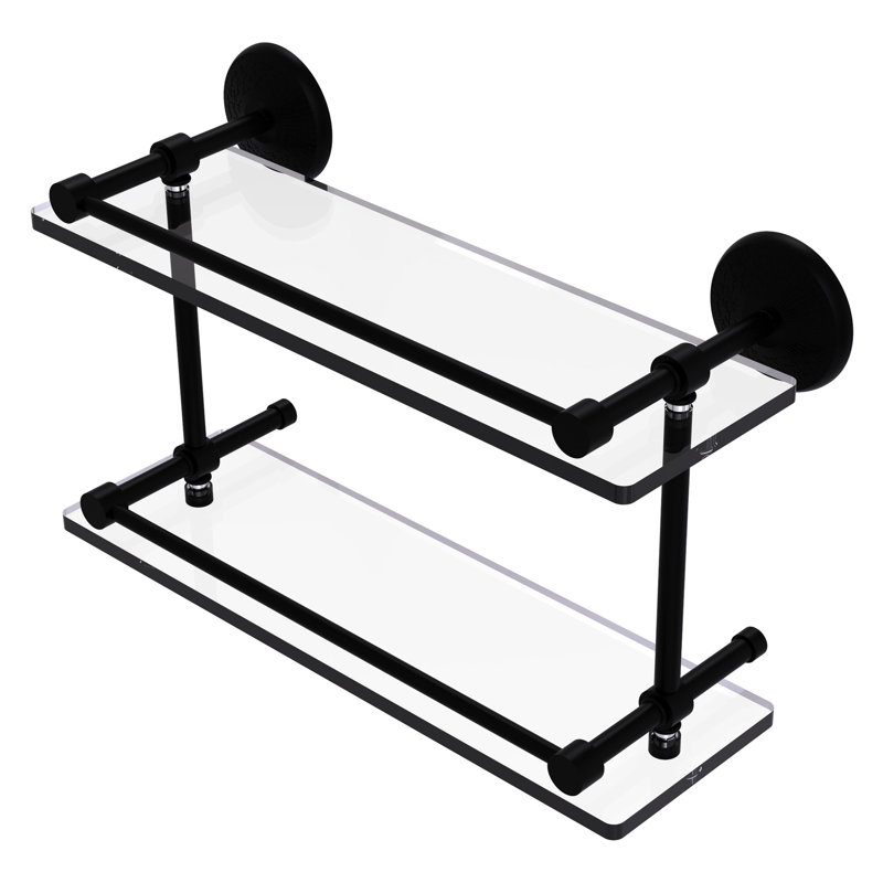 Tilney 2 Piece Tiered Shelf, Matte Black, 8" H x 16" W x 5" D