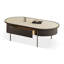 Table basse ovale 55,12 po gris + brun + bois manufacturé argent + acier inoxydable