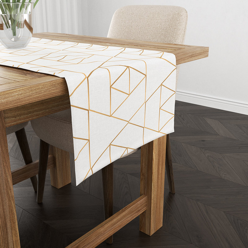 Minehead Geometric Table Runner, White