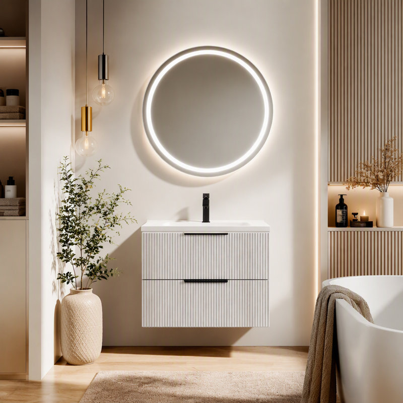 Meuble-lavabo 24 po avec lavabo en céramique, Gris antique, 24"