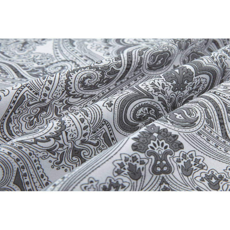 Percale Paisley Sheet Set, Taupe, Twin Sheet Set + 1 Fitted Sheet + 1 Pillowcase