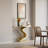 Modern 39.4" White & Gold Curved Console Table with Sintered Stone Top Half Moon Shape