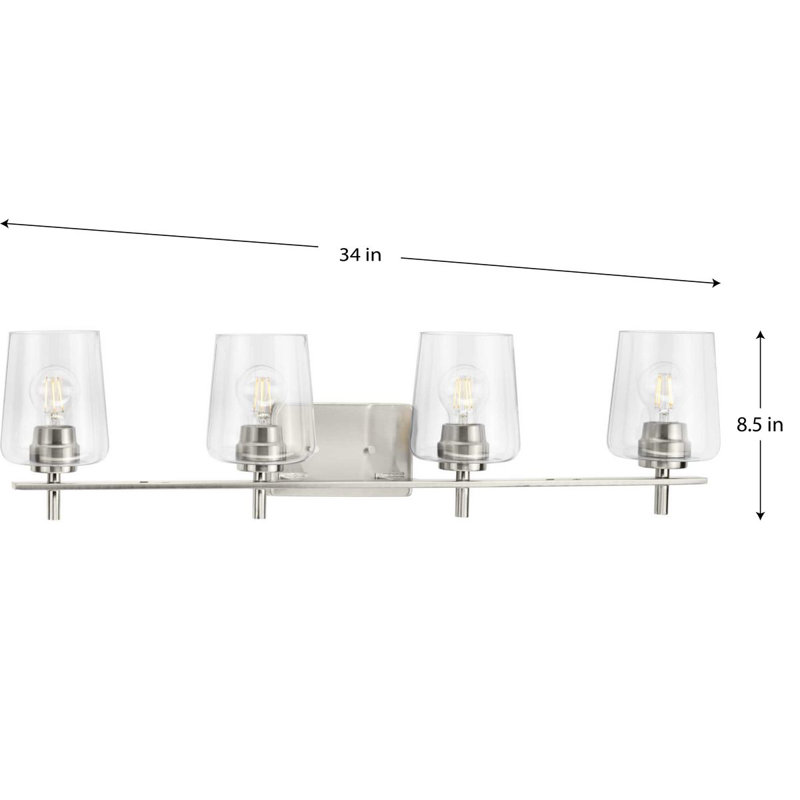 Éclairage de salle de bain à intensité variable 4 lumières Funda, Nickel brossé