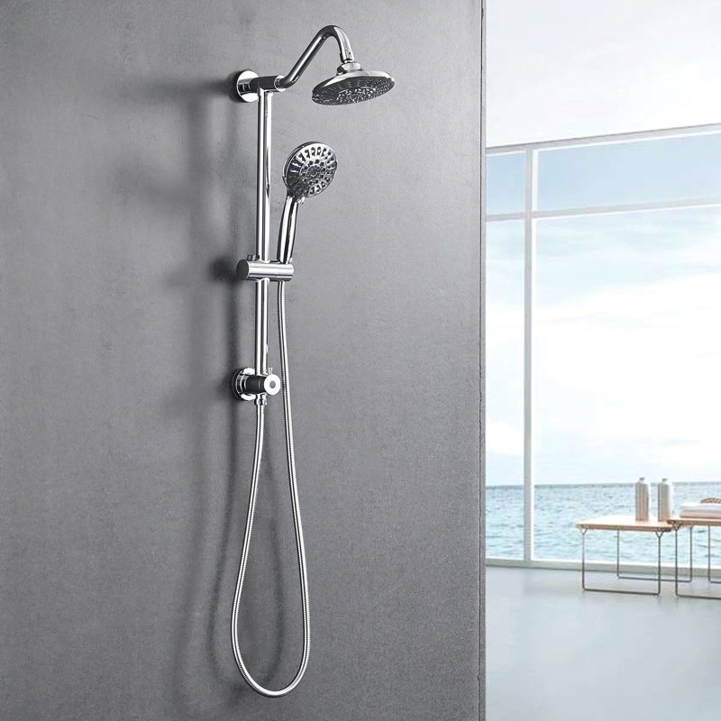 Système de douche de salle de bain avec pomme de pluie de 6 pouces et douchette - Options de jet polyvalentes faciles