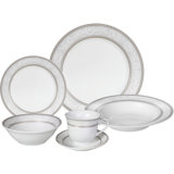 24 Piece Porcelain China Dinnerware Set - Service for 4
