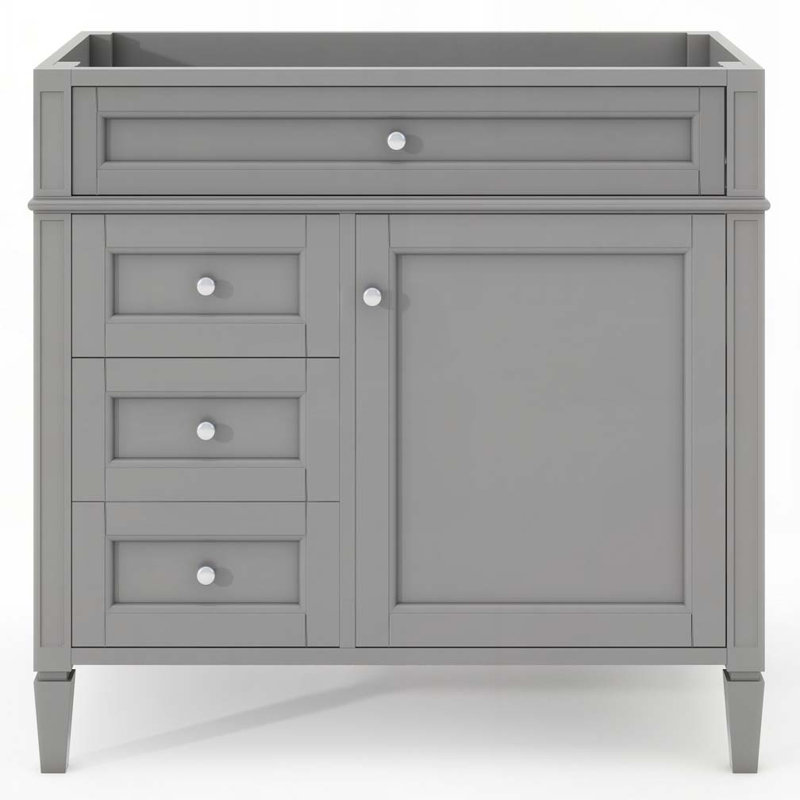 Meuble-lavabo de salle de bain sans lavabo, avec 2 tiroirs et un tiroir basculant, Gris