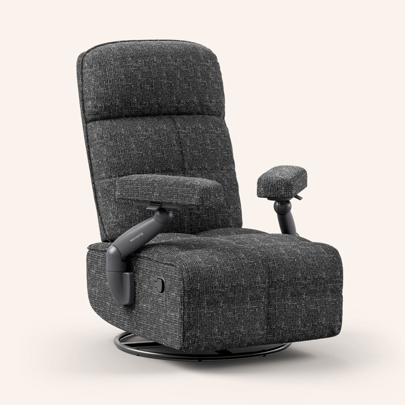 Lullacloud Manual Nursery Glider Chair With Multi Position Armrests And Adjustable Headrest - Black