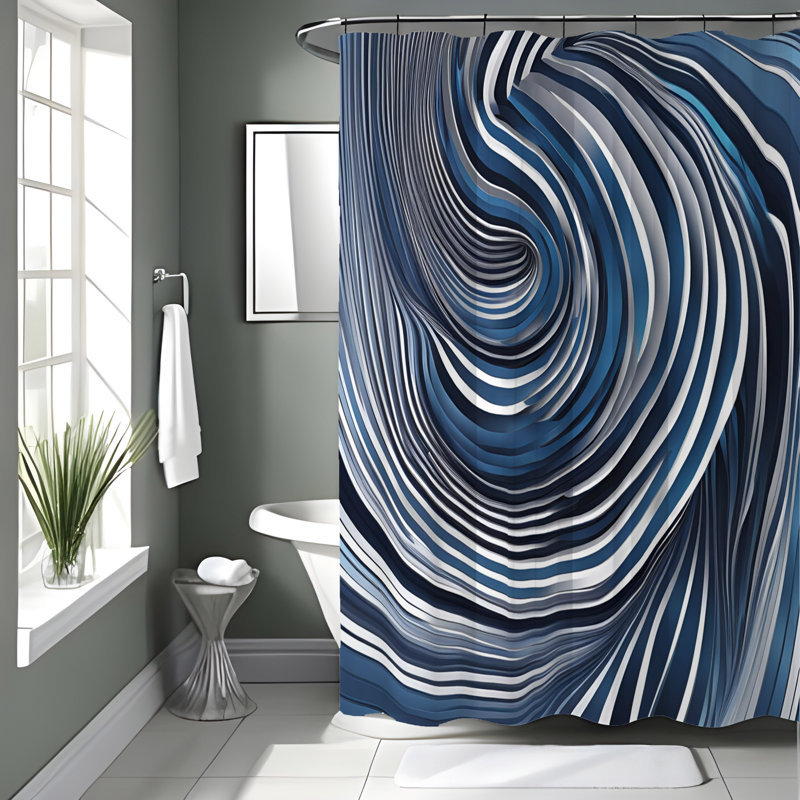 Rideau de douche abstrait Xanthos, H 93 po x l 70 po