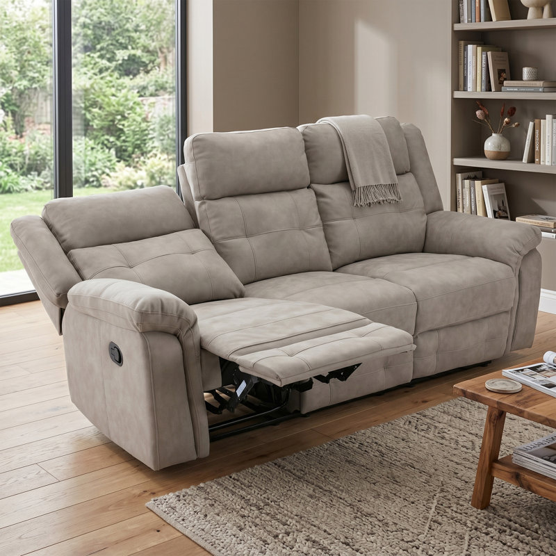 Bonachea 3 Seater Reclining Sofa, Light Grey