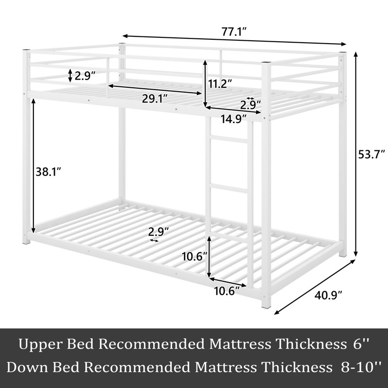 Ammal Kids Twin Over Twin Bunk Bed, White