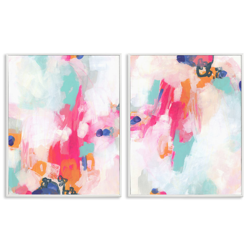  «Pink & Pastel Splotches», ensemble de 2 giclées par June Erica Vess, H 30 po x l 24 po