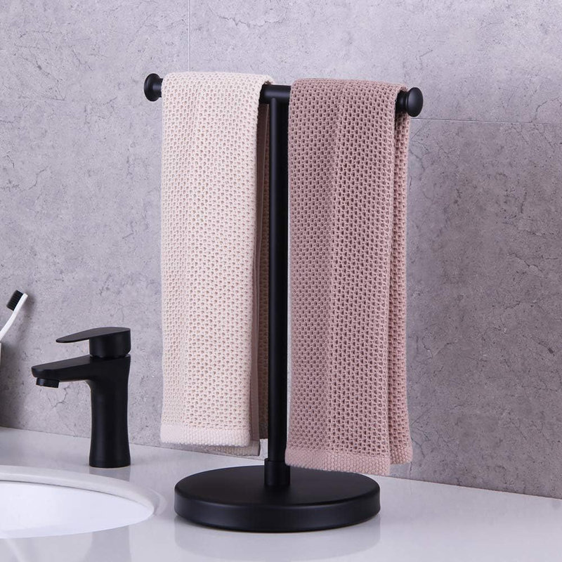 Porte-serviettes sur pied Gerzwy, Noir mat