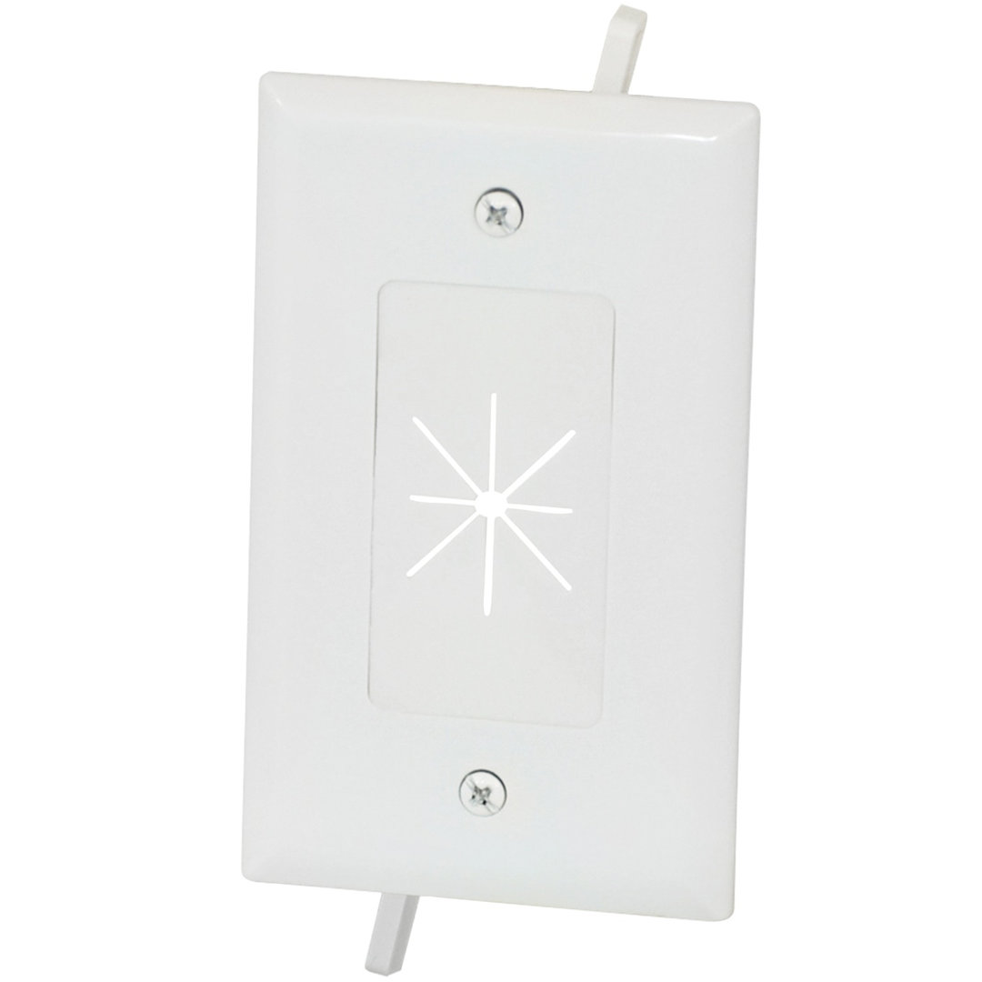 Electronics 1-Gang Cable Plate with Flexible Opening DataComm