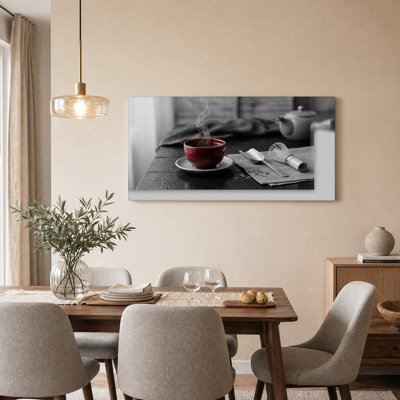 Selective Color Red Tea Bowl With Bamboo Whisk And Scoop Canvas Wall Art