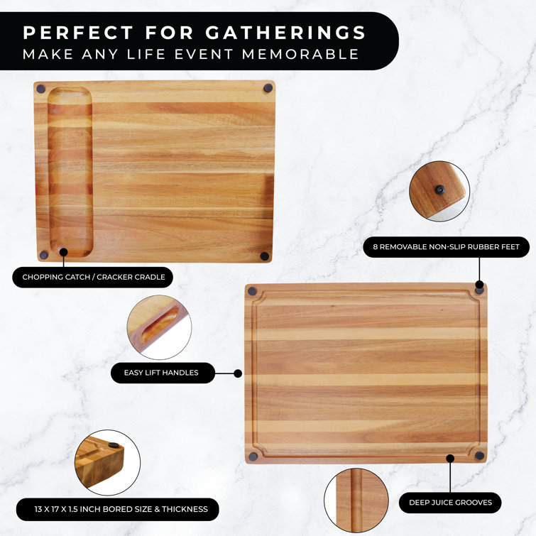 Bamboo Cutting Board Non-Slip Cutting Board With Removable Drawer