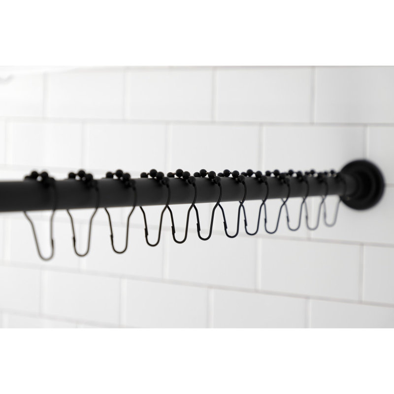 Kingston Brass Edenscape 60-Inch to 72-Inch Adjustable Shower Curtain Rod with Rings Combo, Matte Black