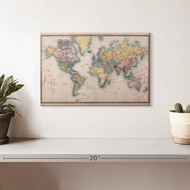 Aliaz Mercator Projection World Map, 8" H x 12" W
