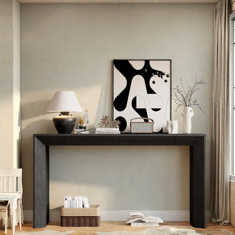 Console moderne avec 2 tiroirs dissimulés, Black