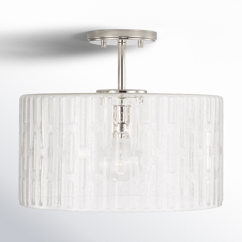 Morrone Glass Semi Flush Mount, Polished Nickel