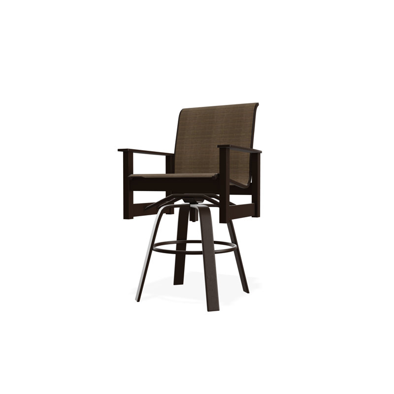 Fauteuil pivotant à hauteur de barre en polymère de qualité marine Leeward Sling, Kona, Écorce, 30"