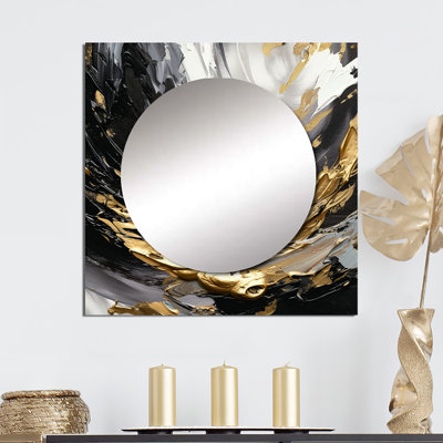 Dreams Of Abundance Black And Gold III - Abstract Square Mirror Wall Decor For Bedroom